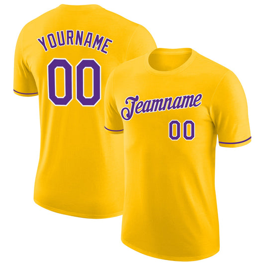 Custom Yellow Purple-White Performance T-Shirt - Main View