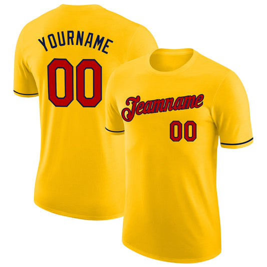 Custom Yellow Red-Navy Performance T-Shirt - Main View