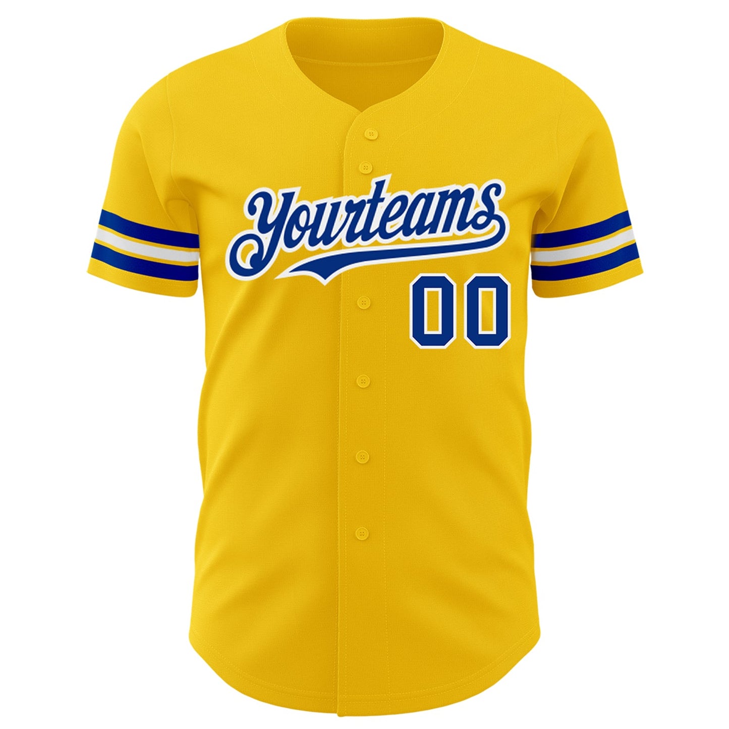 Custom Yellow Royal-White Authentic Baseball Jersey view 2