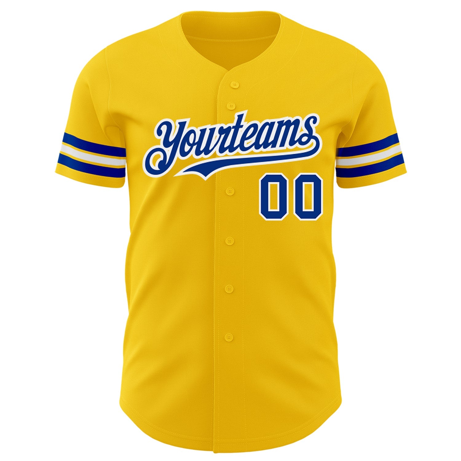Custom Yellow Royal-White Authentic Baseball Jersey view 2