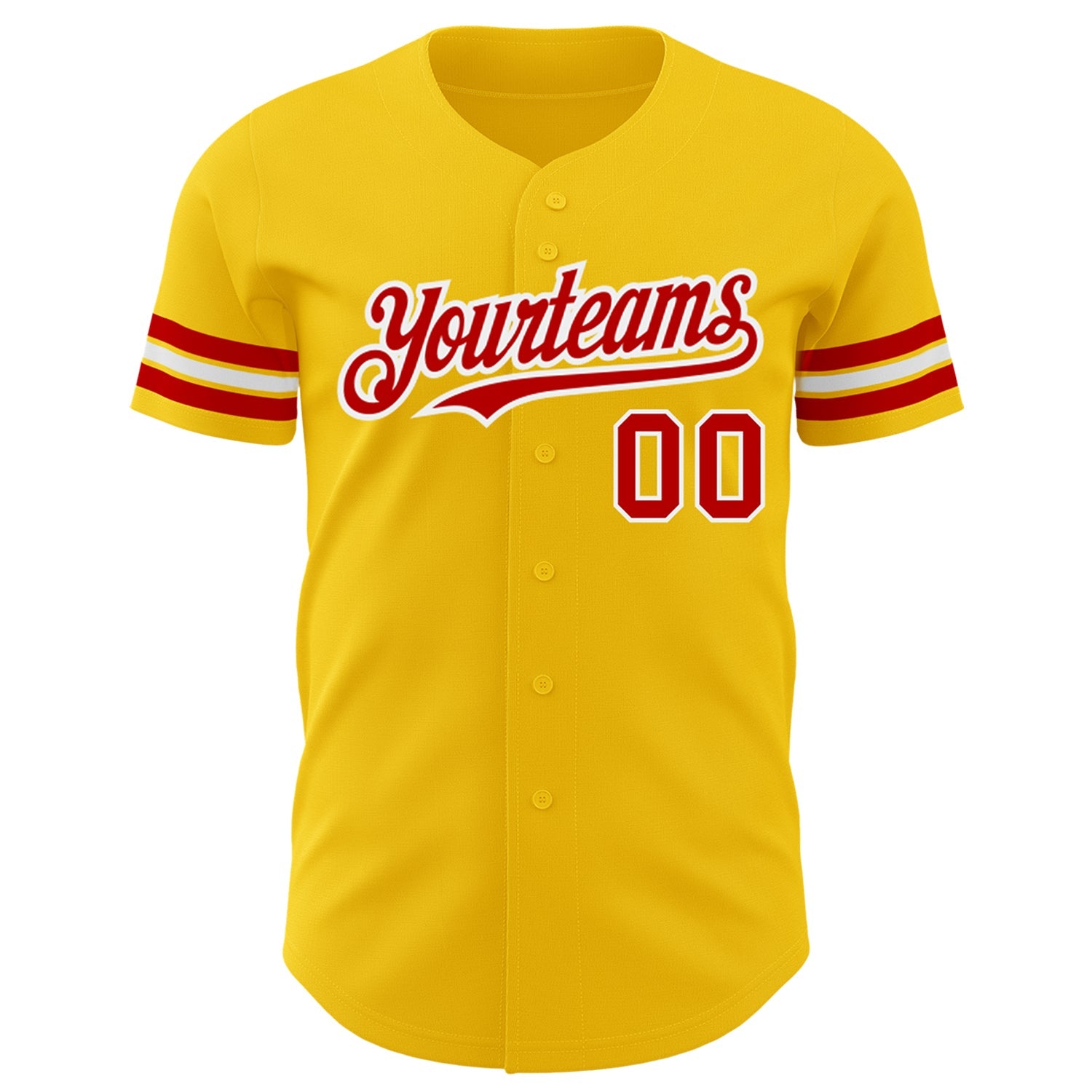 Custom Yellow Red-White Authentic Baseball Jersey view 2