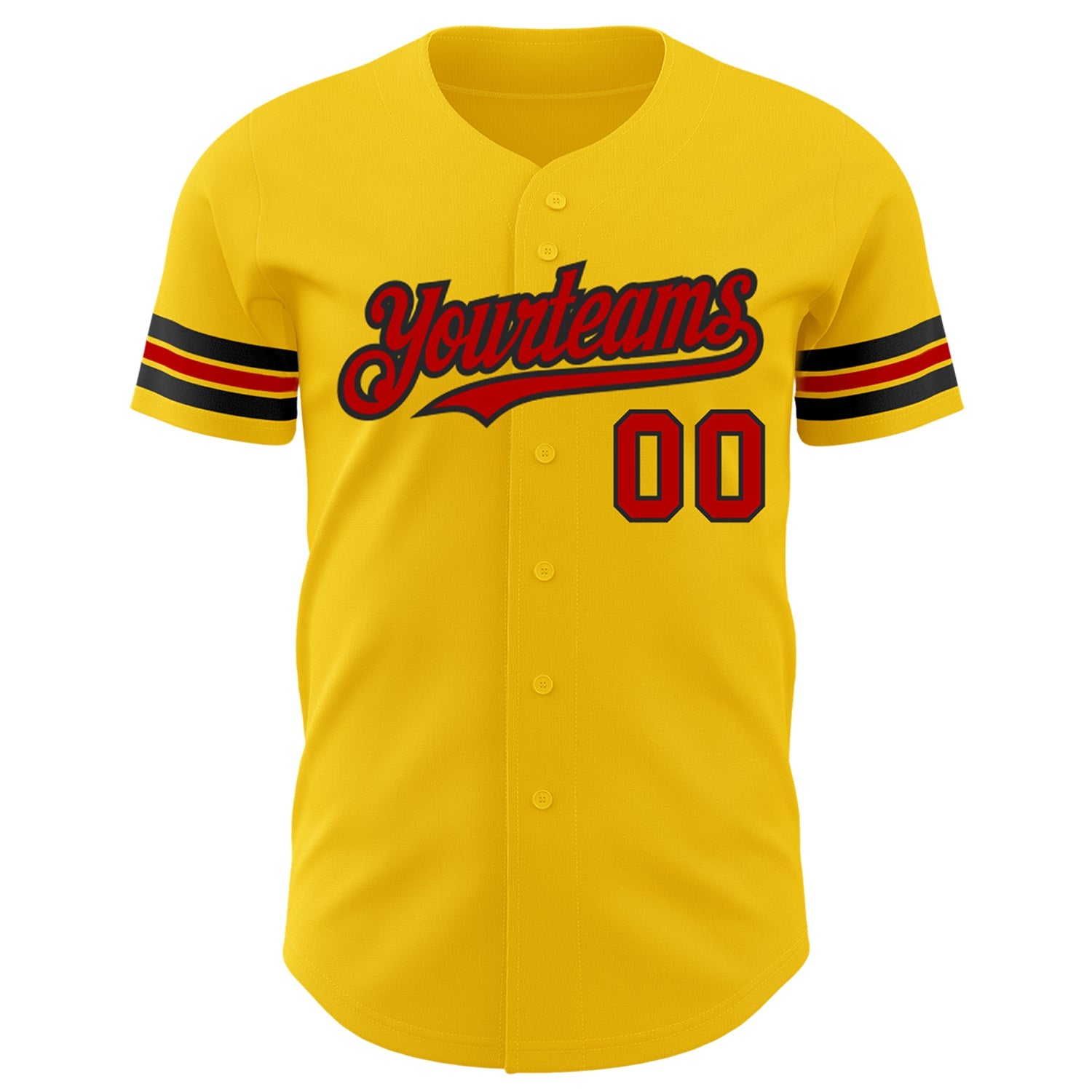 Custom Yellow Red-Black Authentic Baseball Jersey view 2
