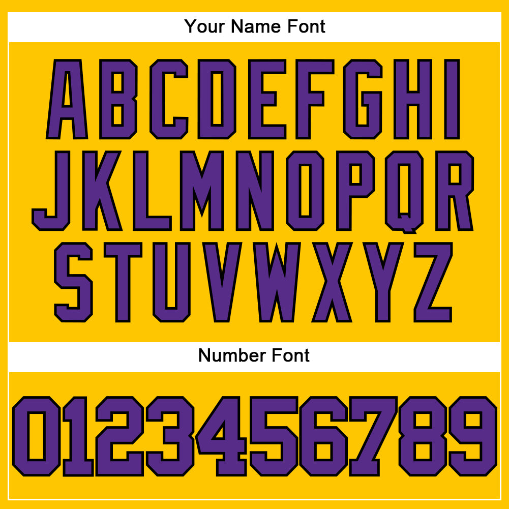 Custom Yellow Purple-Black Authentic Baseball Jersey view 5