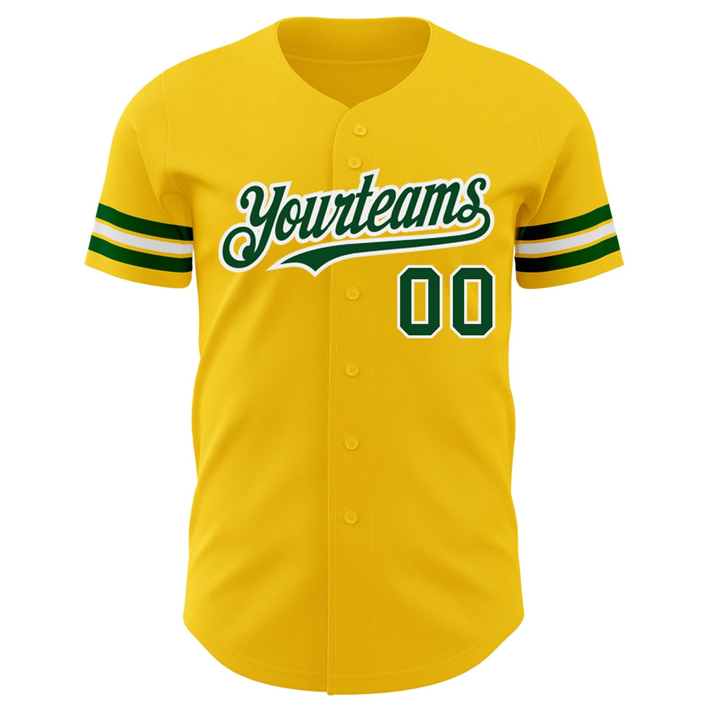 Custom Yellow Green-White Authentic Baseball Jersey view 2