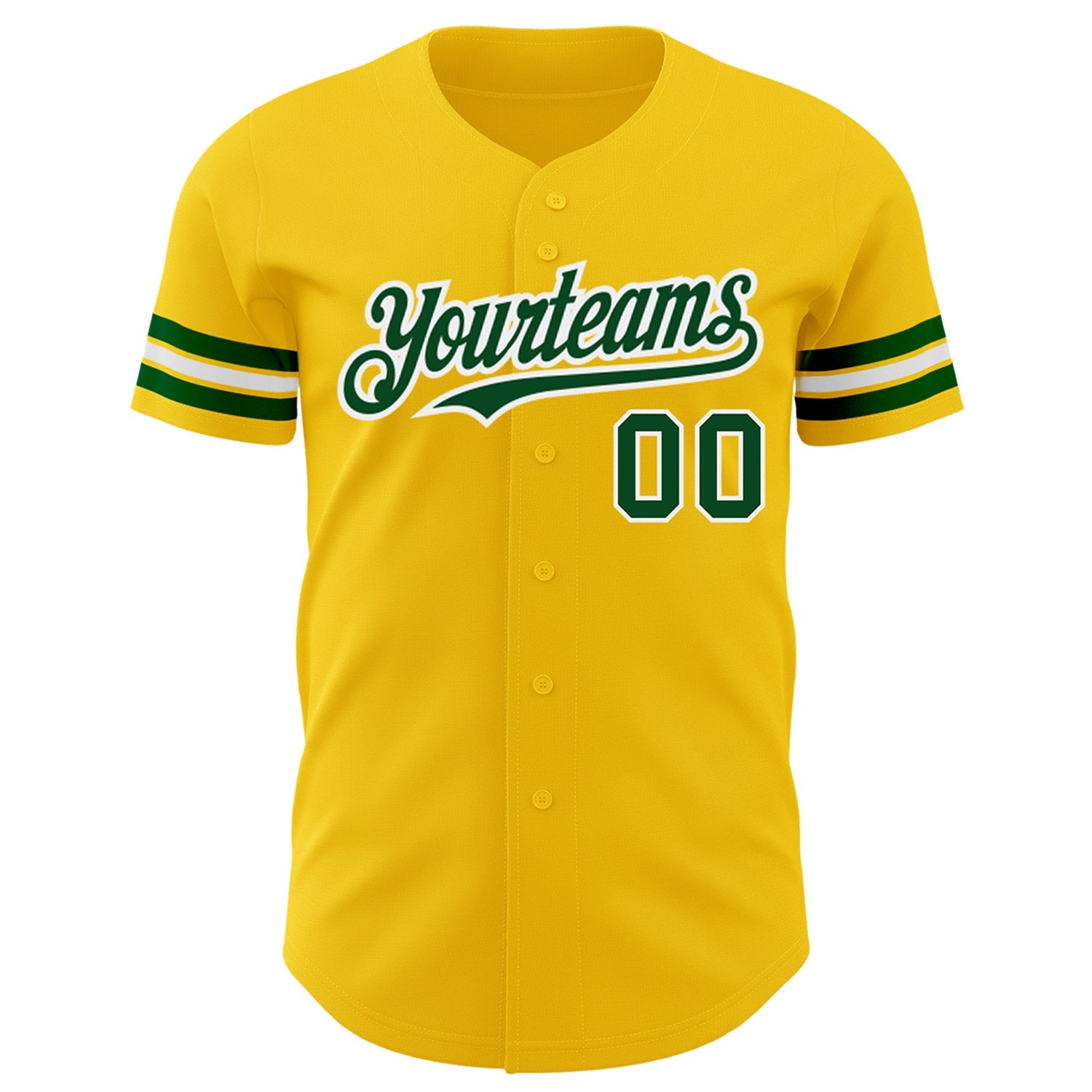 Custom Yellow Green-White Authentic Baseball Jersey view 2