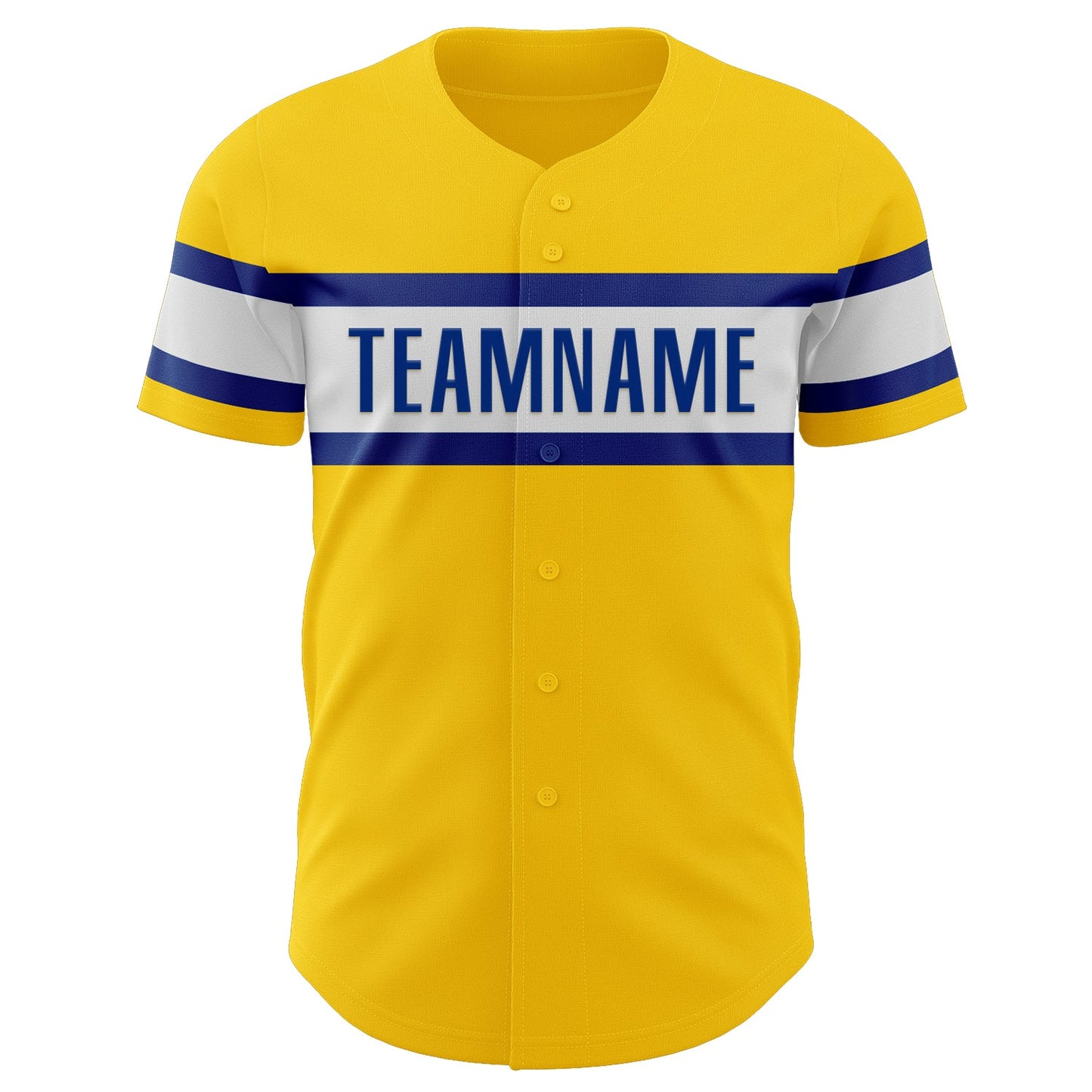 Custom Yellow Royal-White Authentic Baseball Jersey view 2