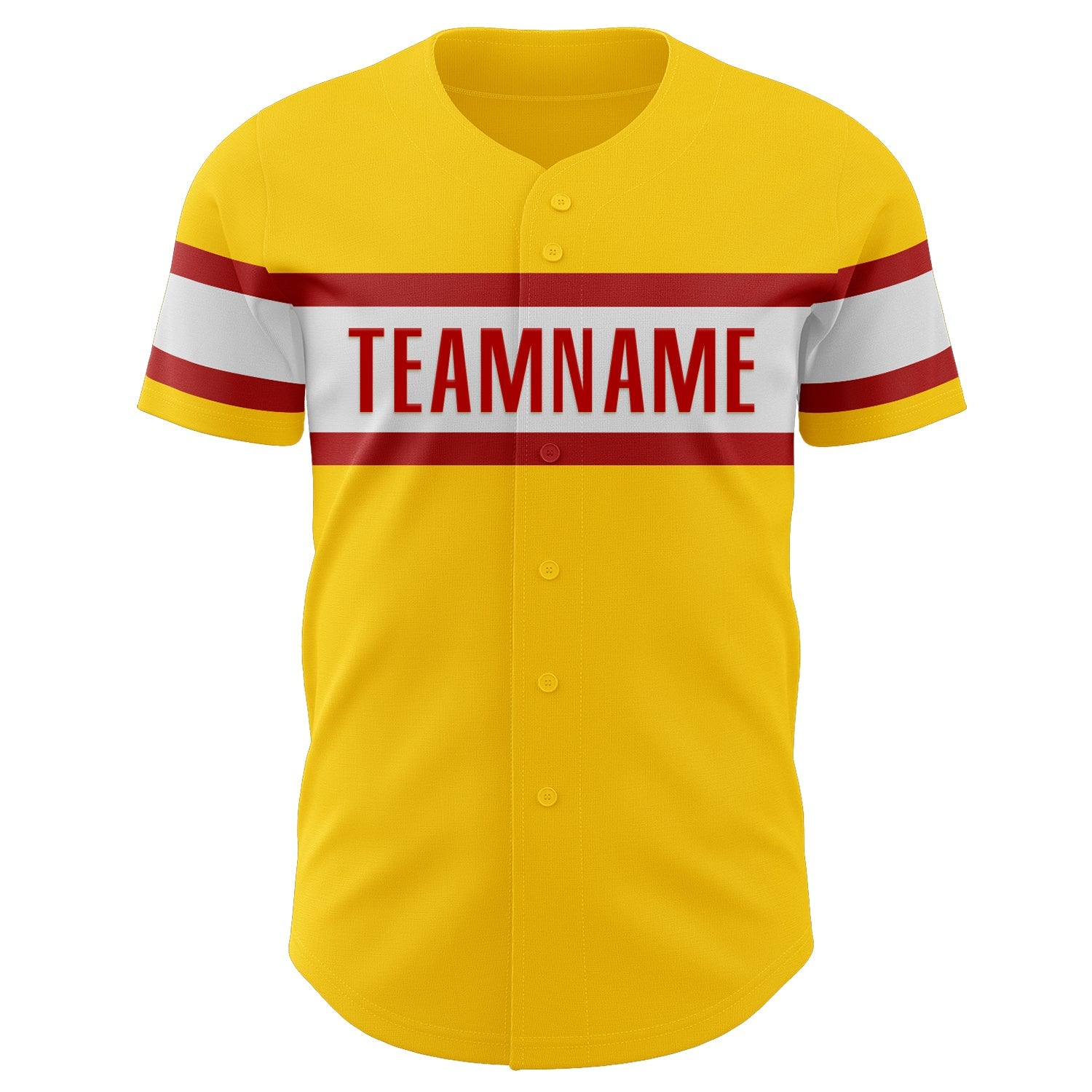 Custom Yellow Red-White Authentic Baseball Jersey view 2