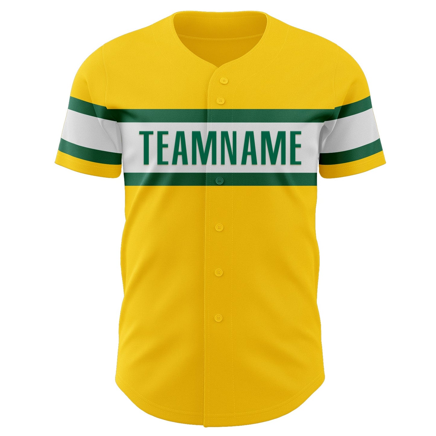 Custom Yellow Kelly Green-White Authentic Baseball Jersey view 2