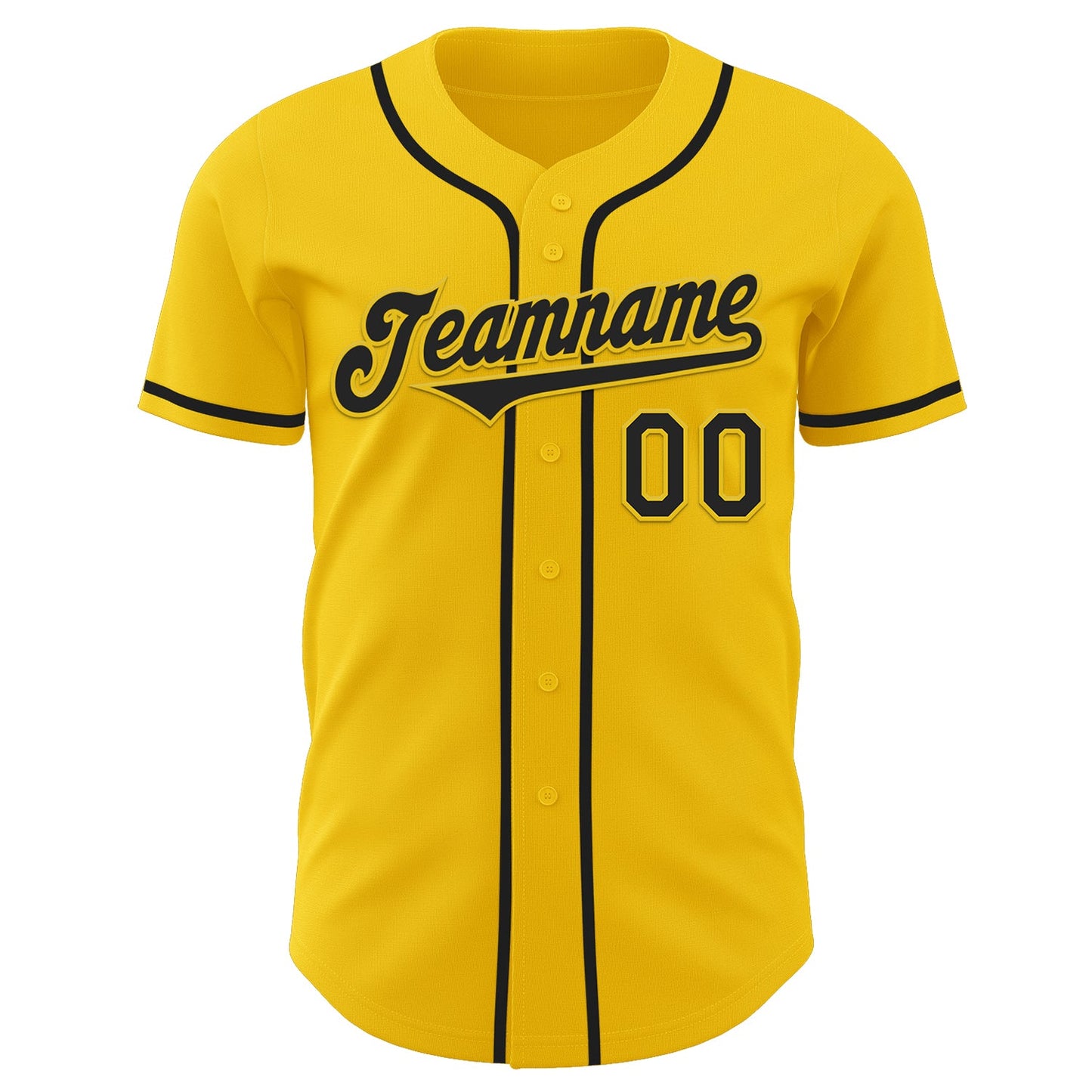 Custom Yellow Black Authentic Baseball Jersey view 2