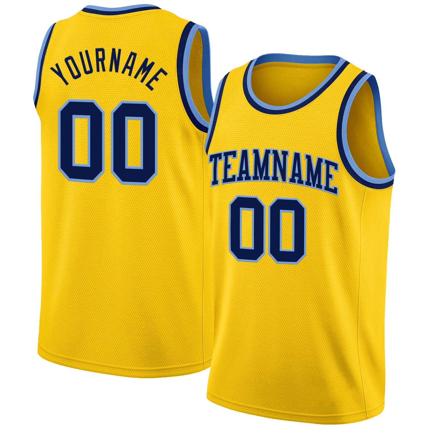 Custom Yellow Navy-Light Blue Authentic Basketball Jersey - Main View
