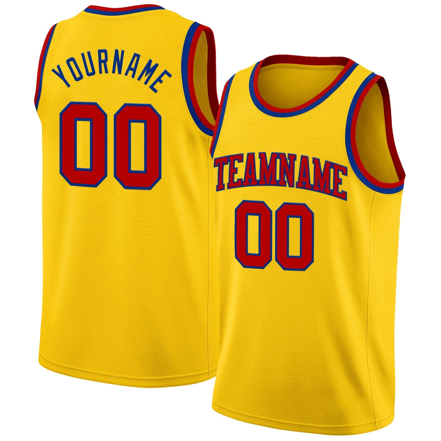 Custom Yellow Red-Royal Authentic Basketball Jersey - Main View