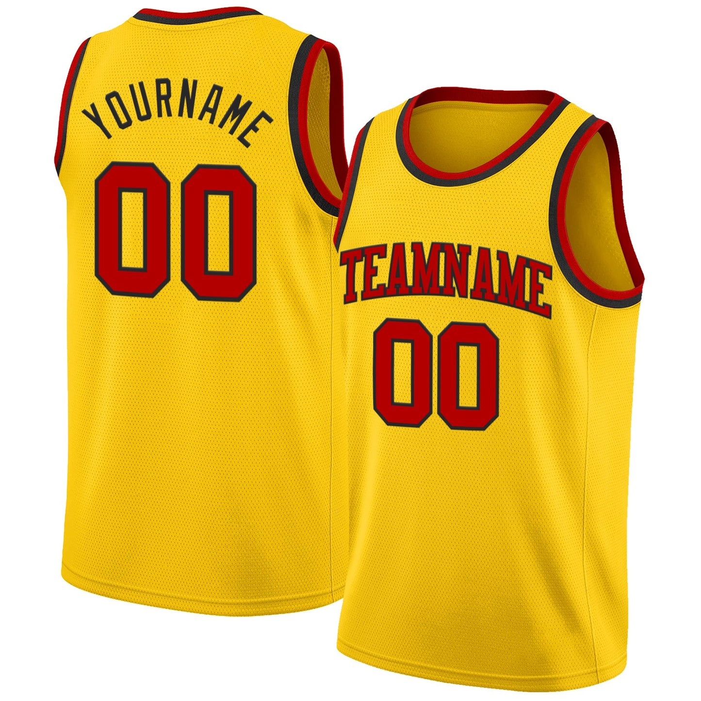 Custom Yellow Red-Black Authentic Basketball Jersey - Main View
