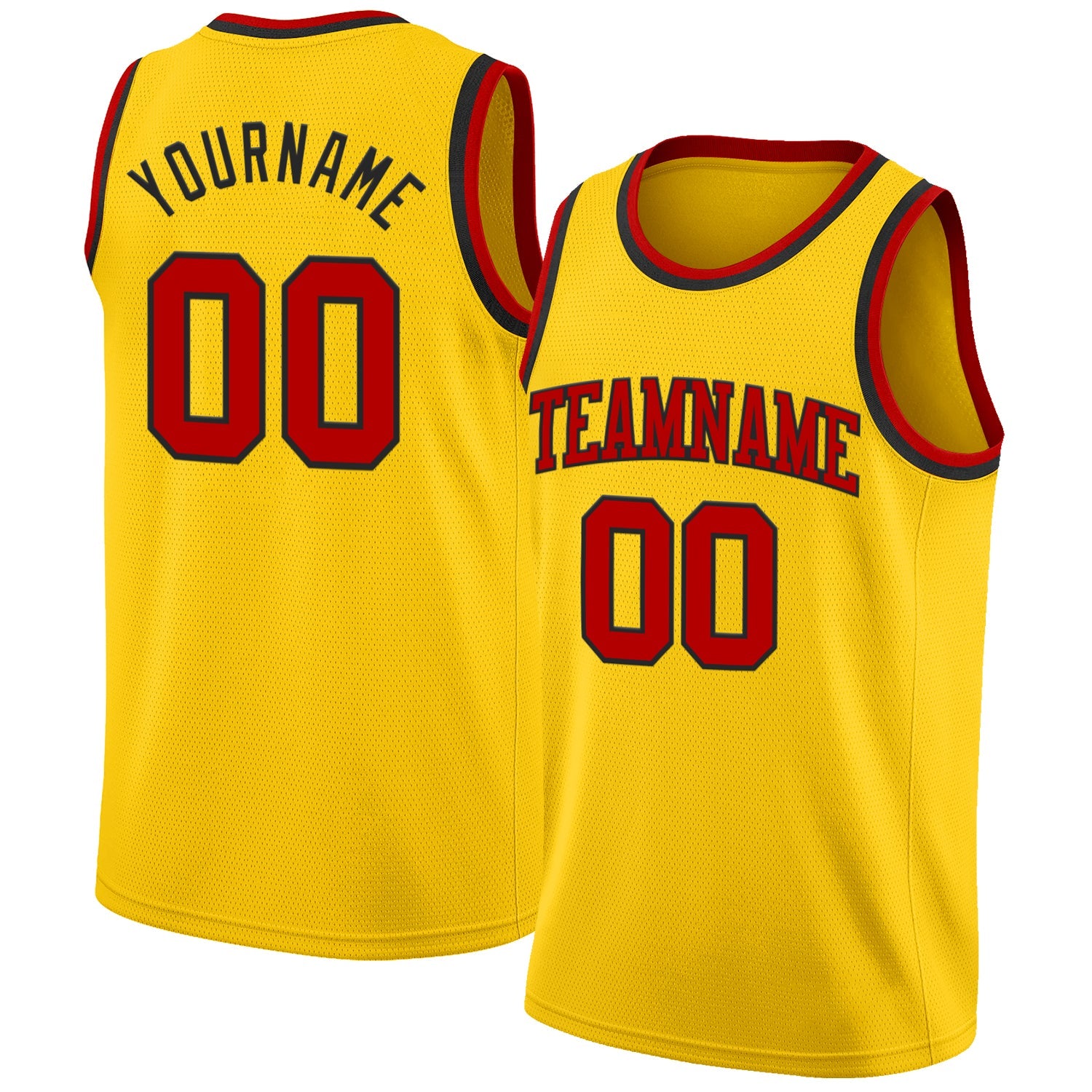 Custom Yellow Red-Black Authentic Basketball Jersey - Main View