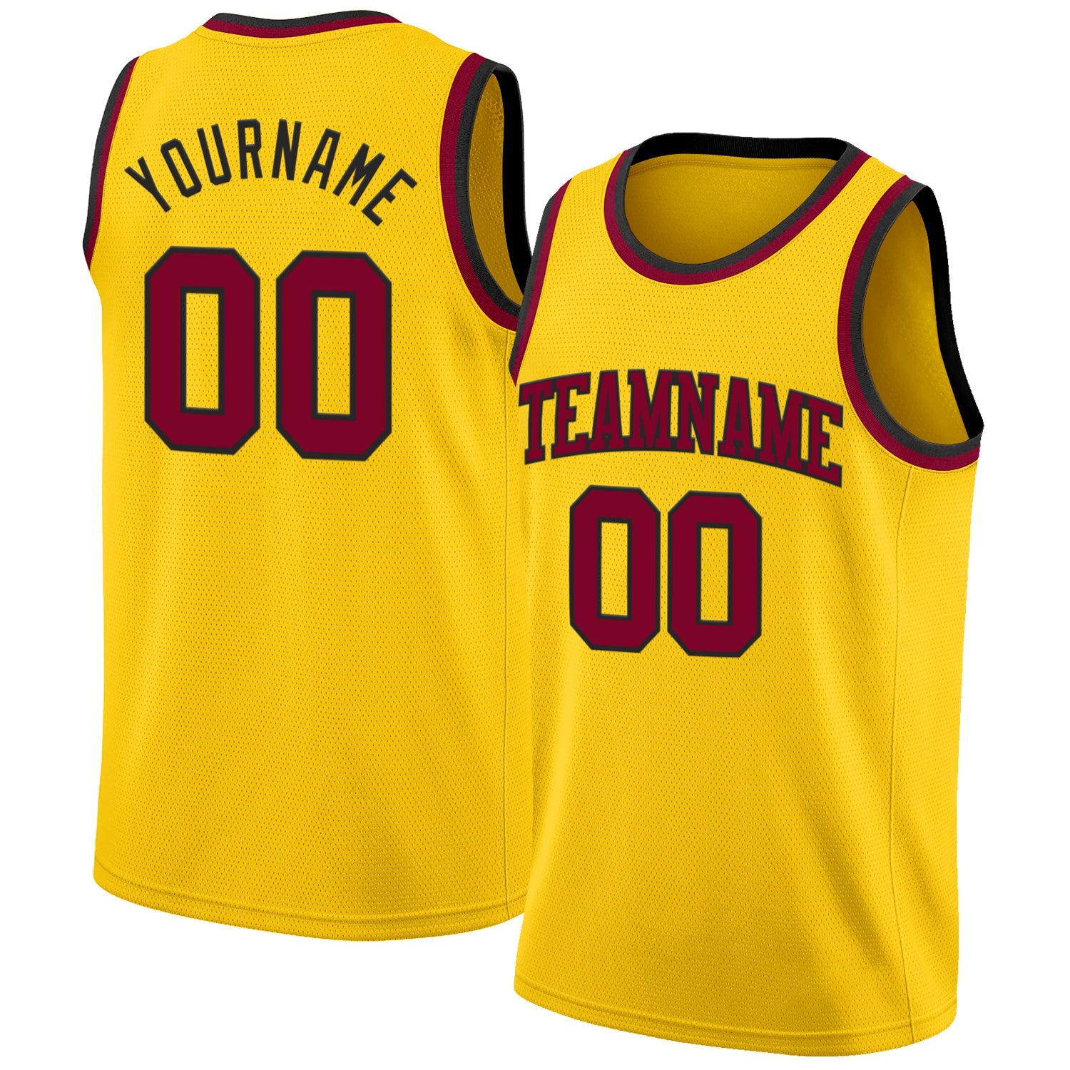 Custom Yellow Maroon-Black Authentic Basketball Jersey - Main View