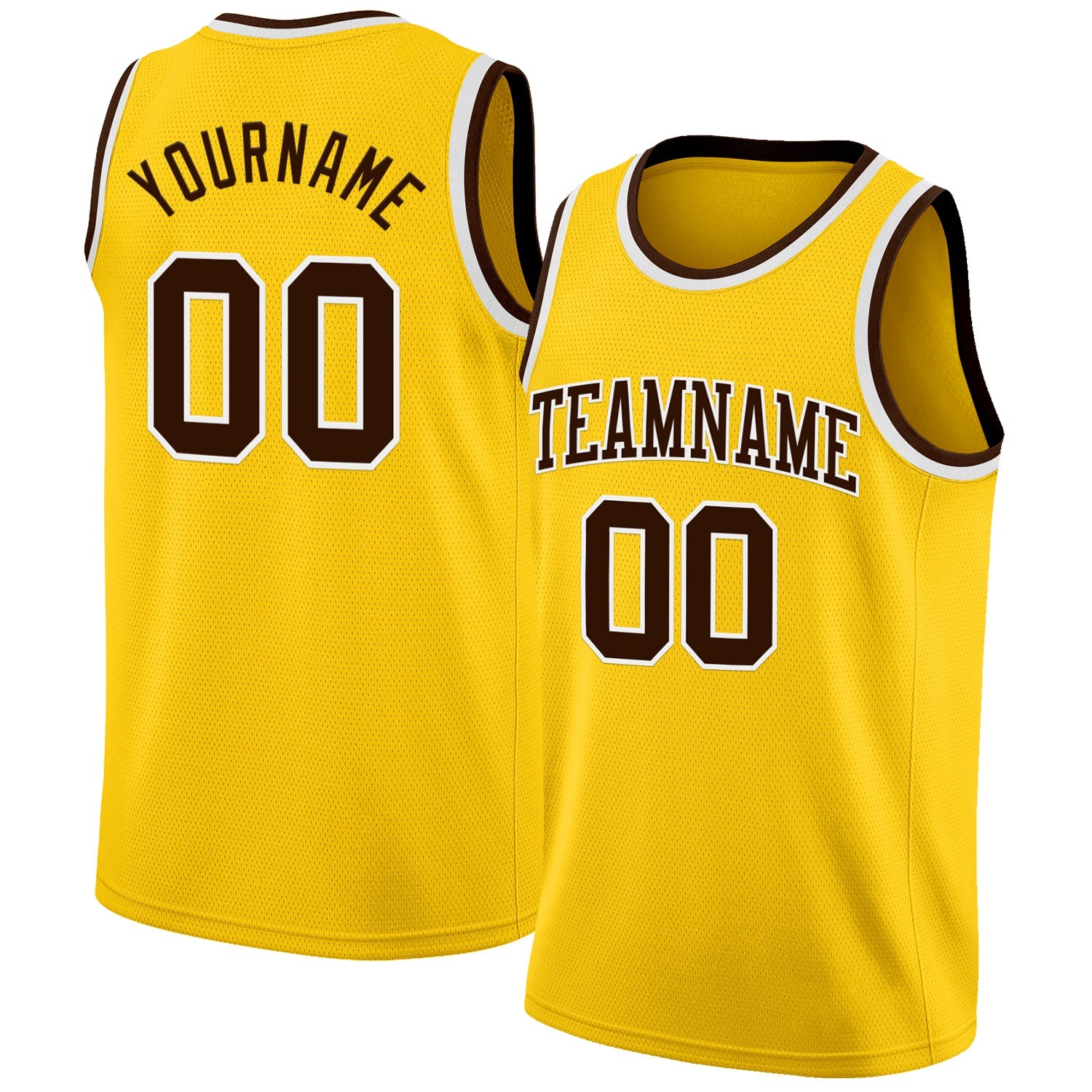 Custom Yellow Brown-White Authentic Basketball Jersey - Main View