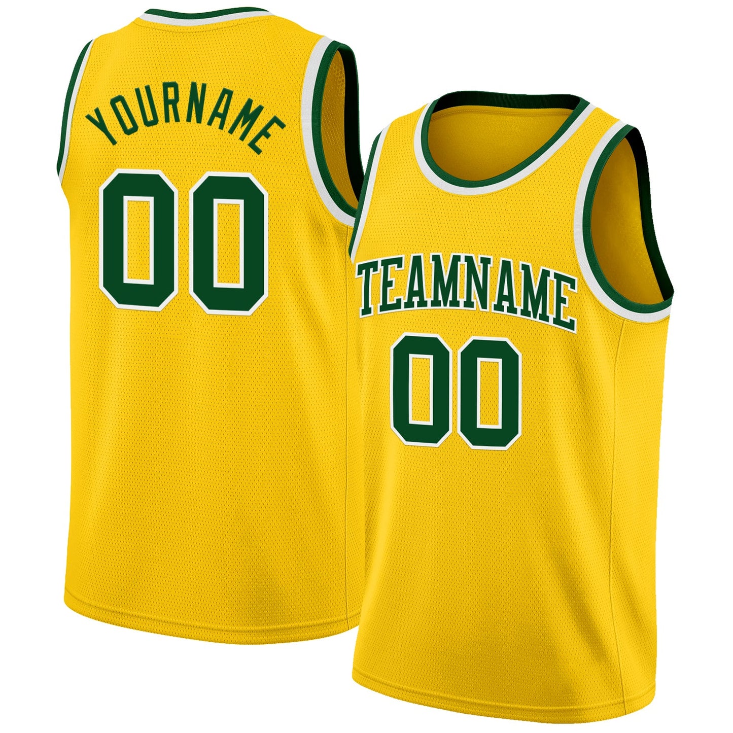 Custom Yellow Green-White Authentic Basketball Jersey - Main View