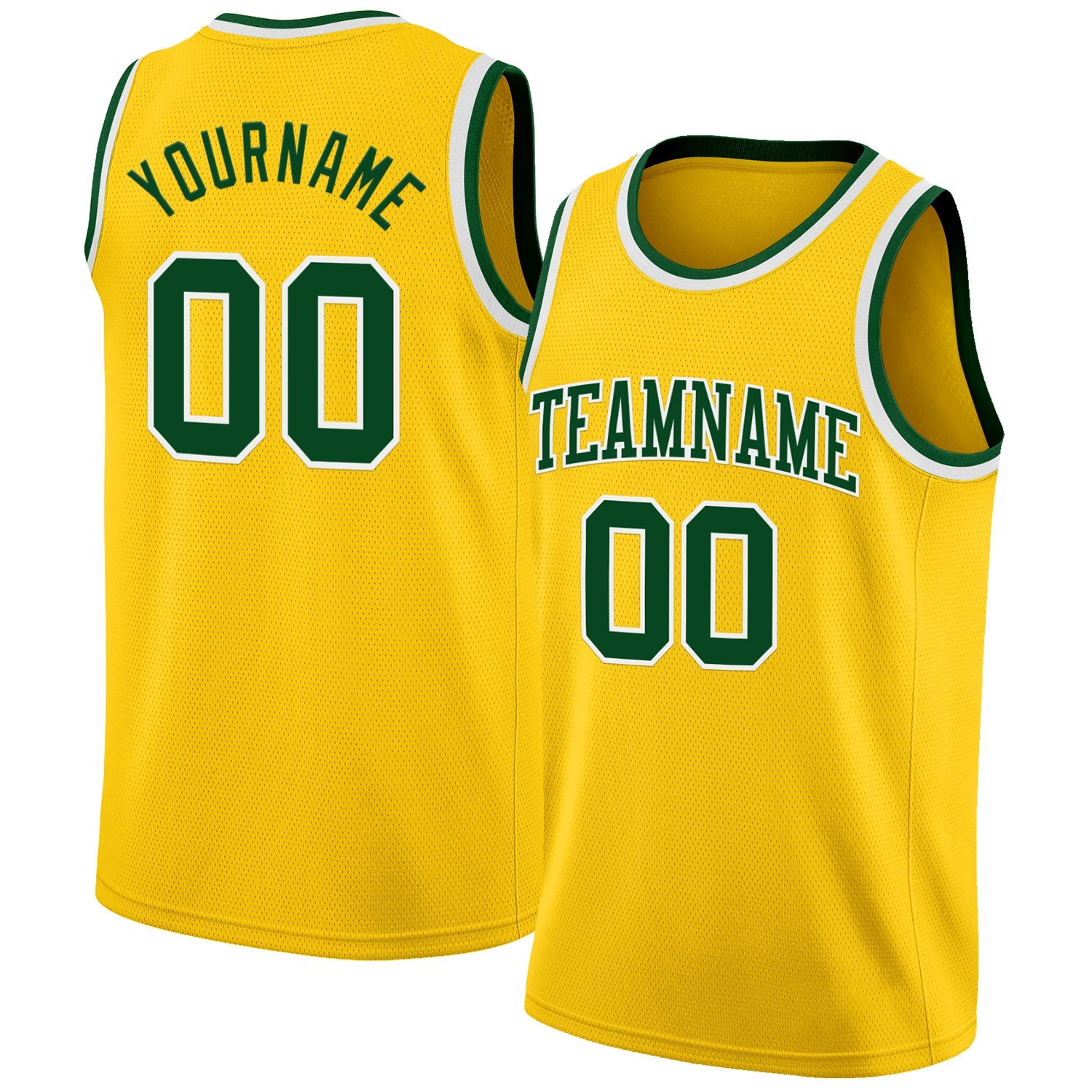 Custom Yellow Green-White Authentic Basketball Jersey - Main View