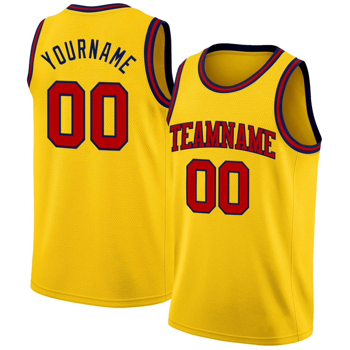 Custom Yellow Red-Navy Authentic Basketball Jersey - Main View