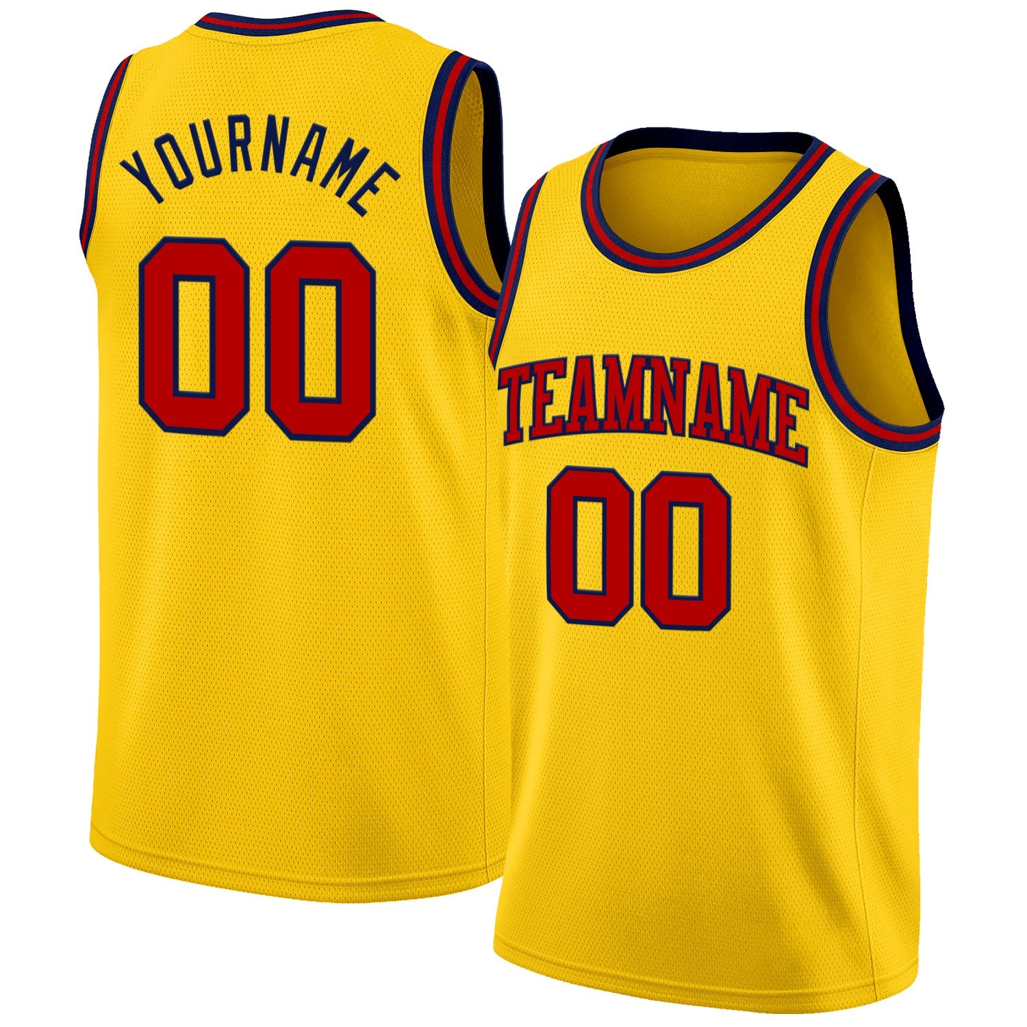Custom Yellow Red-Navy Authentic Basketball Jersey - Main View