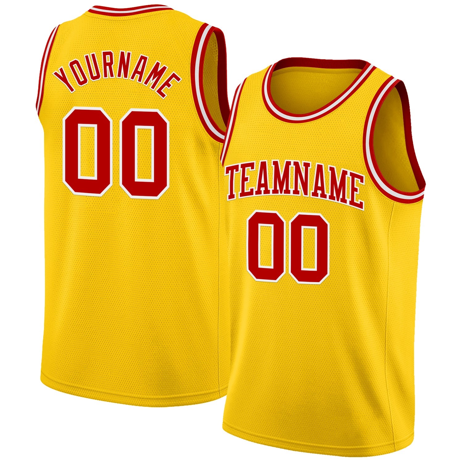 Custom Yellow Red-White Authentic Basketball Jersey - Main View