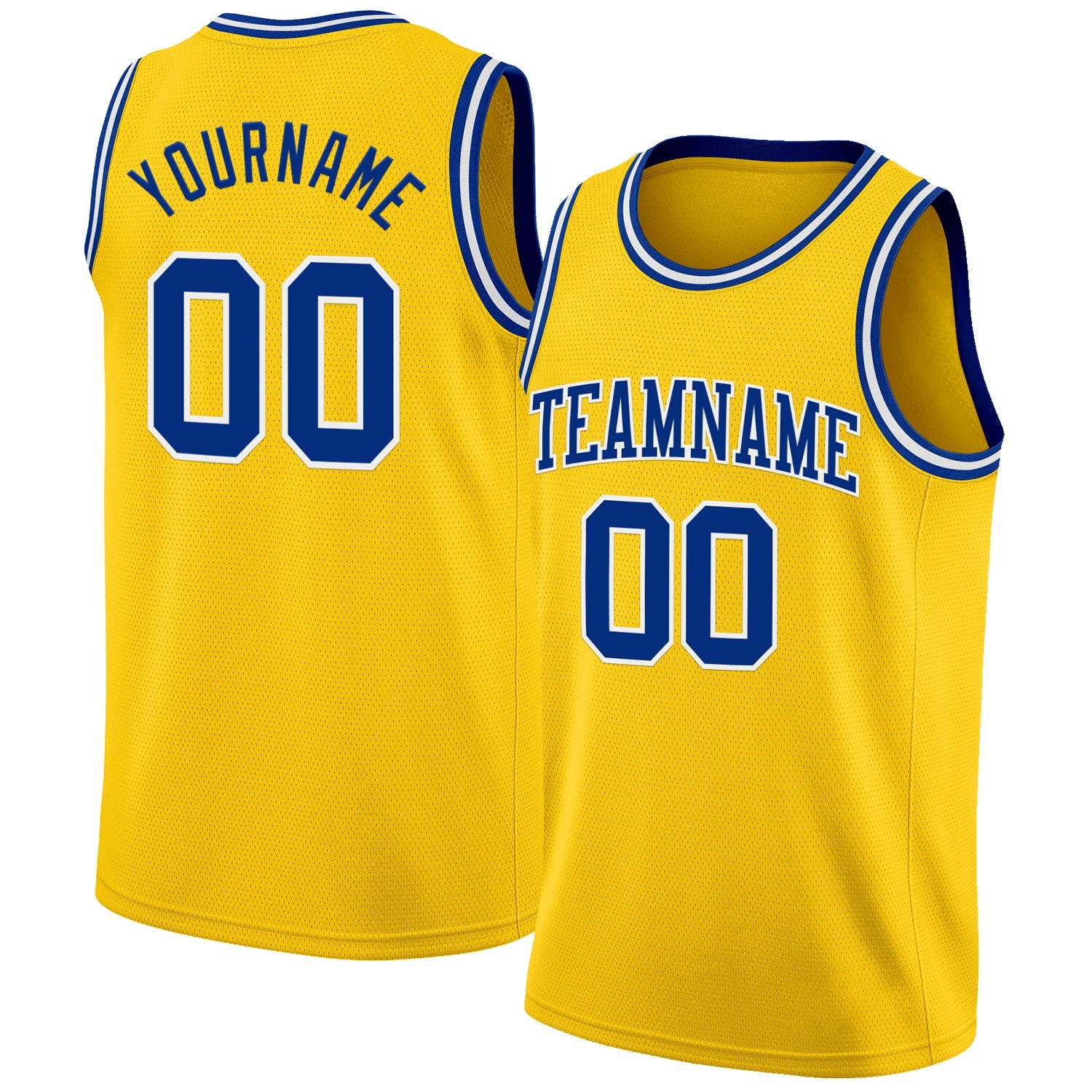Custom Yellow Royal-White Authentic Basketball Jersey - Main View