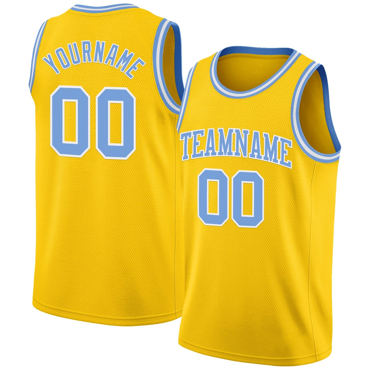 Custom Yellow Light Blue-White Authentic Basketball Jersey - Main View