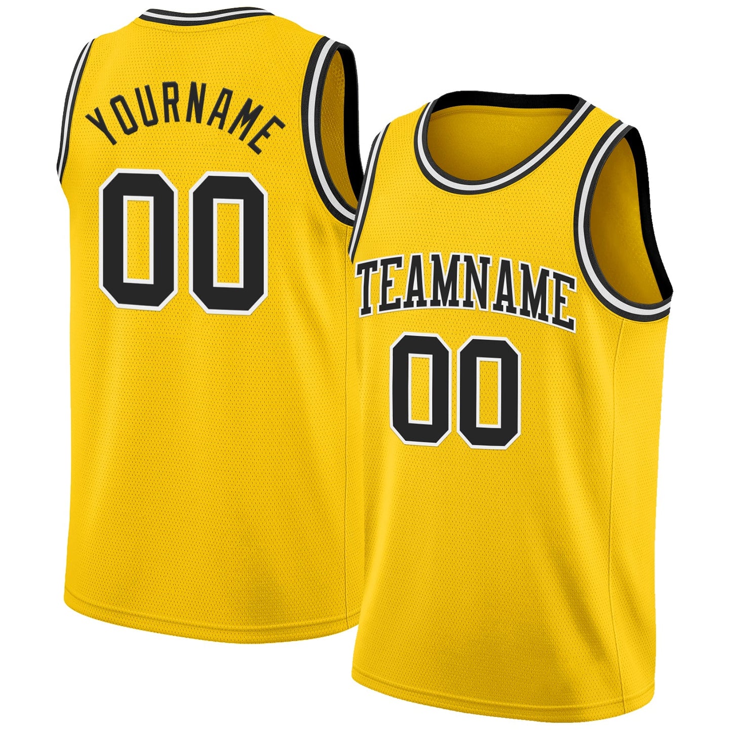 Custom Yellow Black-White Authentic Basketball Jersey - Main View