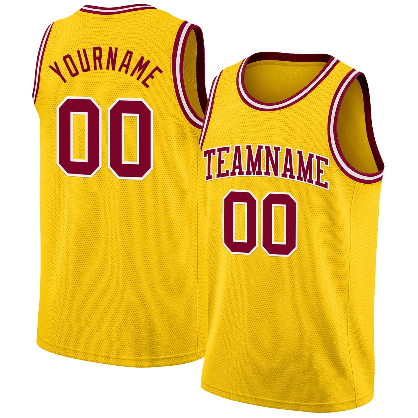 Custom Yellow Maroon-White Authentic Basketball Jersey - Main View