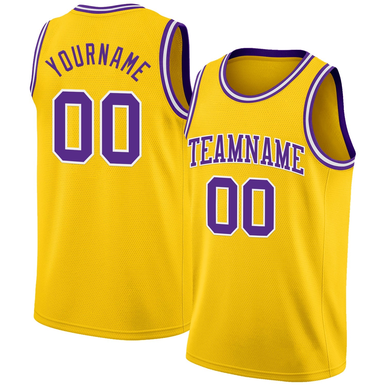 Custom Yellow Purple-White Authentic Basketball Jersey - Main View