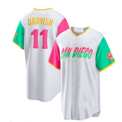 San Diego Padres #11 Yu Darvish 2022 City Connect Replica Player Jersey - White Baseball Jerseys - Main View