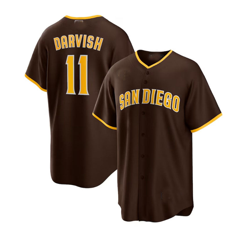San Diego Padres #11 Yu Darvish Alternate Replica Player Jersey - Brown Baseball Jerseys - Main View
