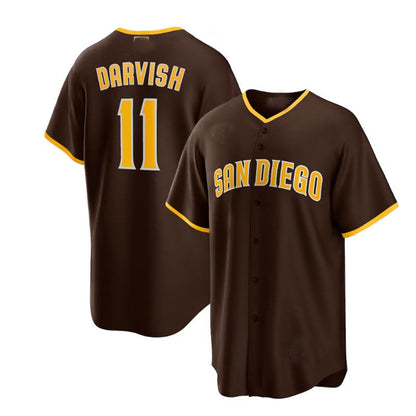 San Diego Padres #11 Yu Darvish Alternate Replica Player Jersey - Brown Baseball Jerseys - Main View