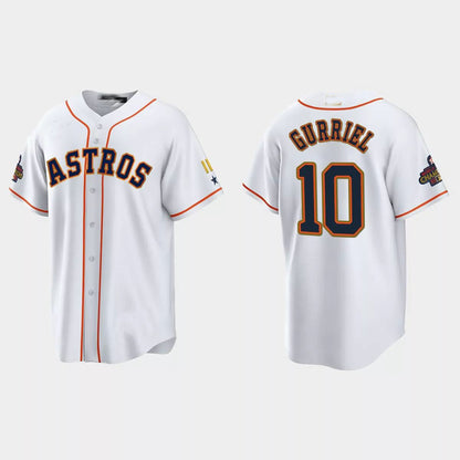 #10 Yuli Gurriel Houston Astros 2023 Gold Program Jersey ¨C White Stitches Baseball Jerseys - Main View