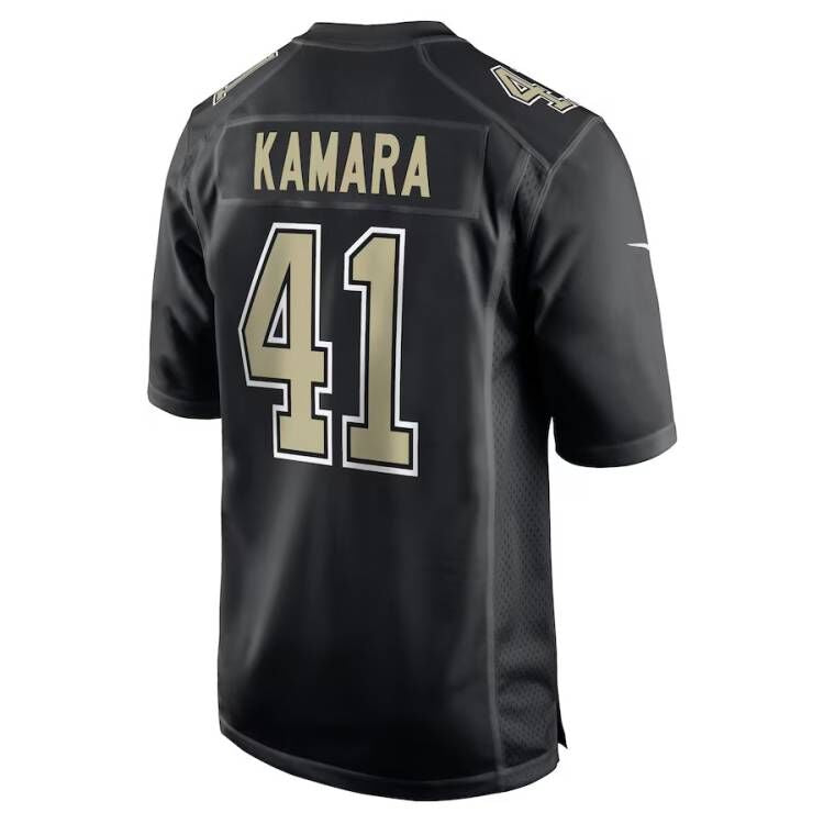 NO.Saints #41 Alvin Kamara Carbon Black Fashion Game Stitched American Football Jersey - Main View