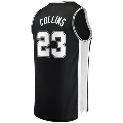 S.Antonio Spurs #23 Zach Collins Fanatics Branded 2021-22 Fast Break Replica Jersey Icon Edition Black Stitched American Basketball Jersey - Main View