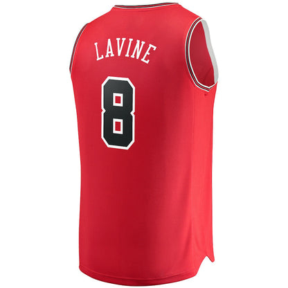 C.Bulls #8 Zach LaVine Fanatics Branded Fast Break Replica Jersey Red  Icon Edition Stitched American Basketball Jersey - Main View