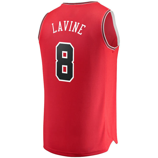 C.Bulls #8 Zach LaVine Fanatics Branded Fast Break Replica Jersey Red  Icon Edition Stitched American Basketball Jersey - Main View