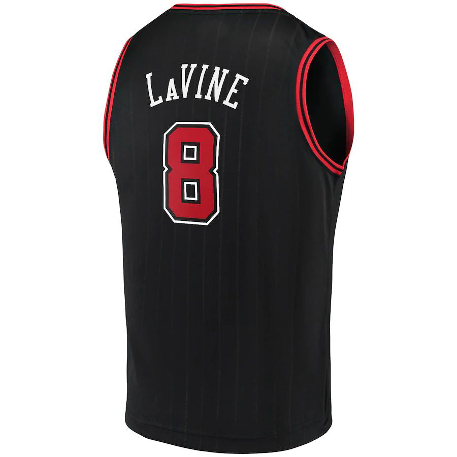 C.Bulls #8 Zach LaVine Fanatics Branded Fast Break Team Replica Jersey Black Statement Edition Stitched American Basketball Jersey - Main View