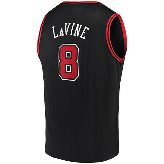 C.Bulls #8 Zach LaVine Fanatics Branded Fast Break Team Replica Jersey Black Statement Edition Stitched American Basketball Jersey - Main View