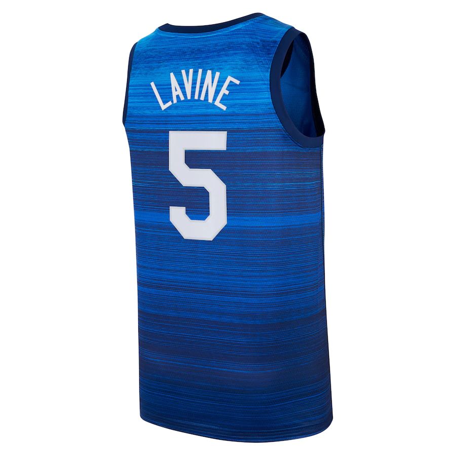 C.Bulls #5 Zach LaVine Basketball Player Jersey Navy Stitched American Basketball Jersey - Main View