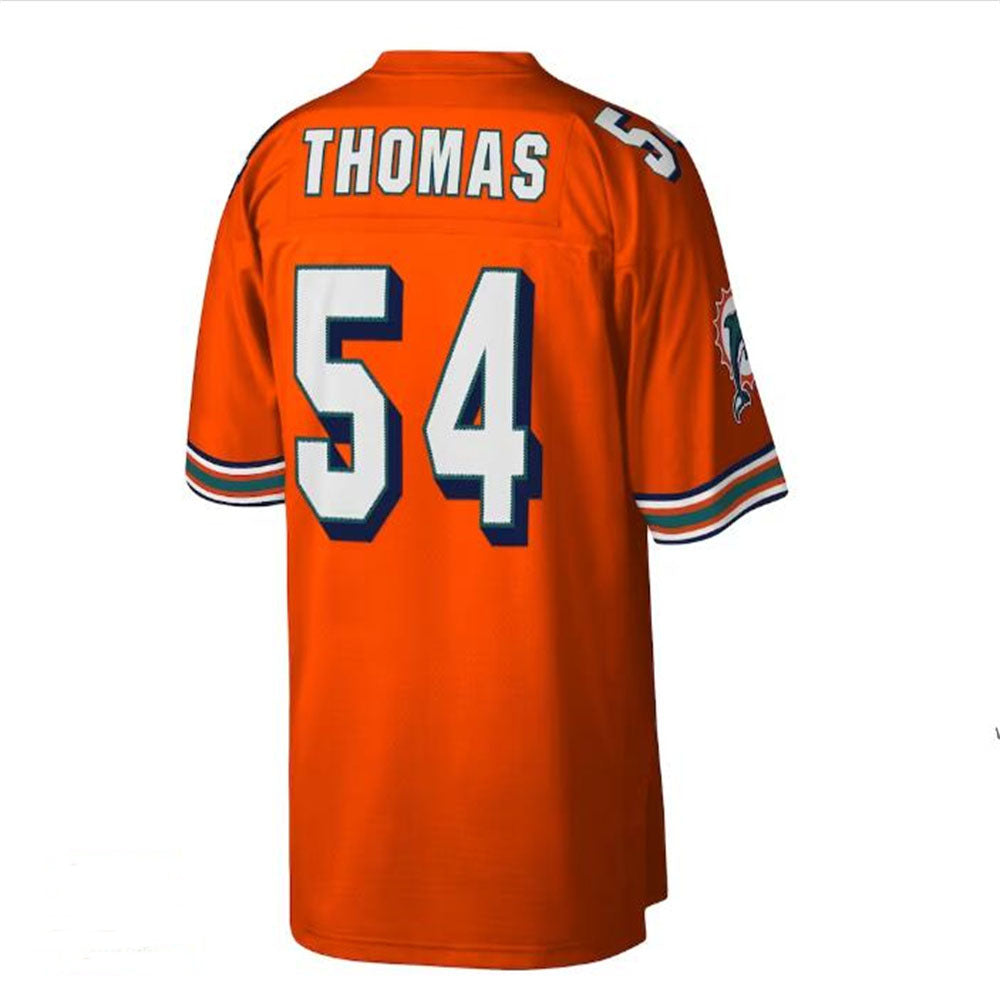 M.Dolphins #54 Zach Thomas Mitchell & Ness 2004 Legacy Replica Jersey - Orange Stitched American Football Jerseys - Main View