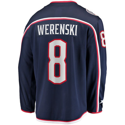 C.Blue Jackets #8 Zach Werenski Fanatics Branded Home Premier Breakaway Player Jersey Navy Stitched American Hockey Jerseys - Main View