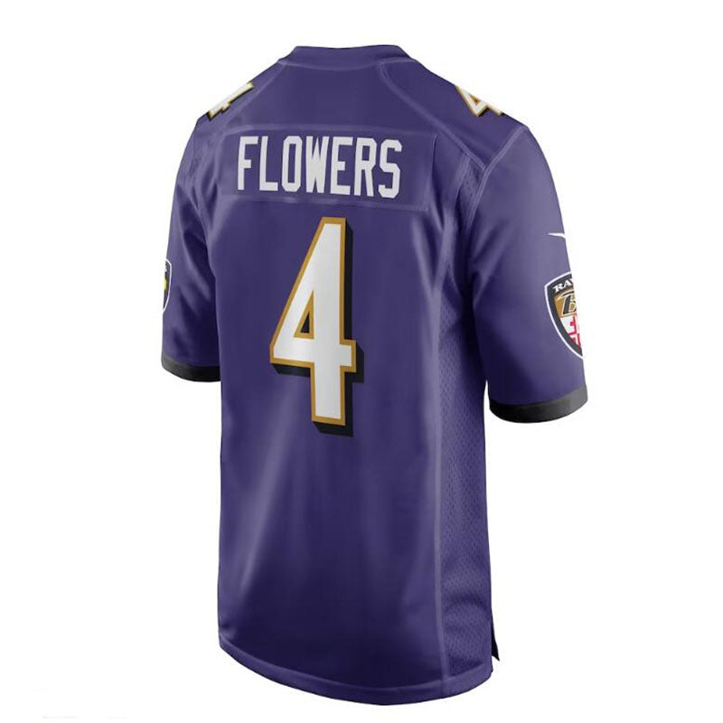 B.Ravens #4 Zay Flowers 2023 Draft First Round Pick Game Jersey - Purple Stitched American Football Jerseys - Main View