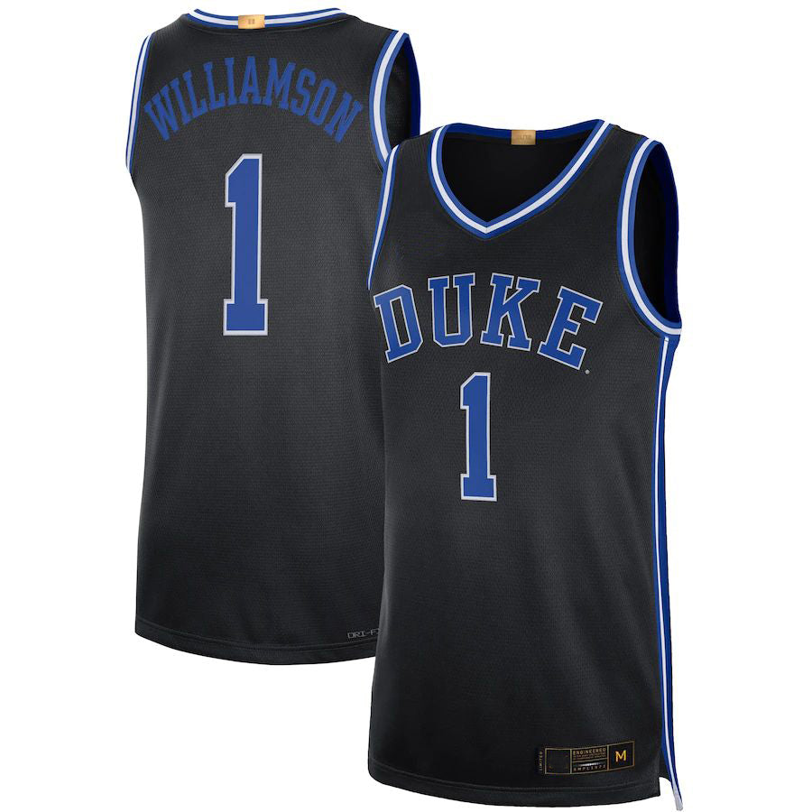 D.Blue Devils #1 Zion Williamson Alumni Player Limited Basketball Jersey  Black Stitched American College Jerseys - Main View