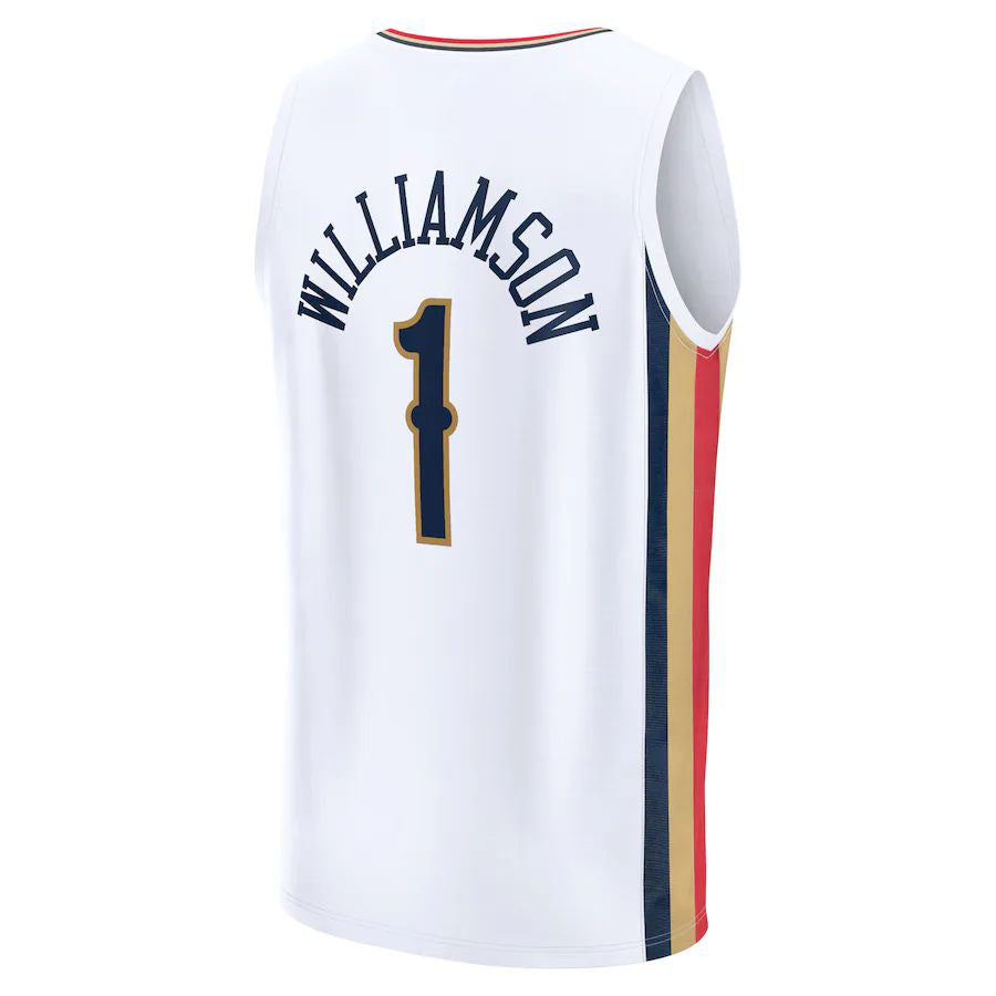 NO.Pelicans #1 Zion Williamson Fanatics Branded 2021-22 Fast Break Replica Jersey City Edition White Stitched American Basketball Jersey - Main View