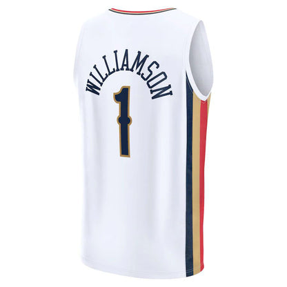 NO.Pelicans #1 Zion Williamson Fanatics Branded 2021-22 Fast Break Replica Jersey City Edition White Stitched American Basketball Jersey - Main View