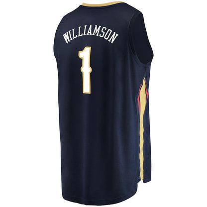 NO.Pelicans #1 Zion Williamson Fanatics Branded  Replica Fast Break Jersey Icon Edition Navy Stitched American Basketball Jersey - Main View
