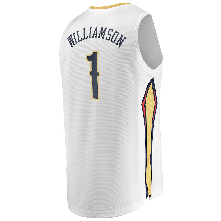 NO.Pelicans #1 Zion Williamson Fanatics Branded Replica Fast Break Jersey White Association Edition Stitched American Basketball Jersey - Main View