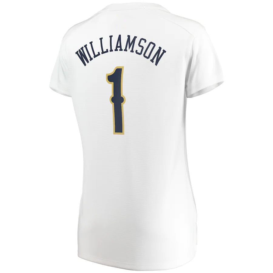 NO.Pelicans #1 Zion Williamson Fanatics Branded Women's Fast Break Replica Jersey Association Edition White Stitched American Basketball Jersey - Main View