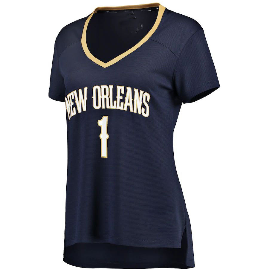 NO.Pelicans #1 Zion Williamson Fanatics Branded Women's Fast Break Replica Jersey Icon Edition Navy Stitched American Basketball Jersey - Main View